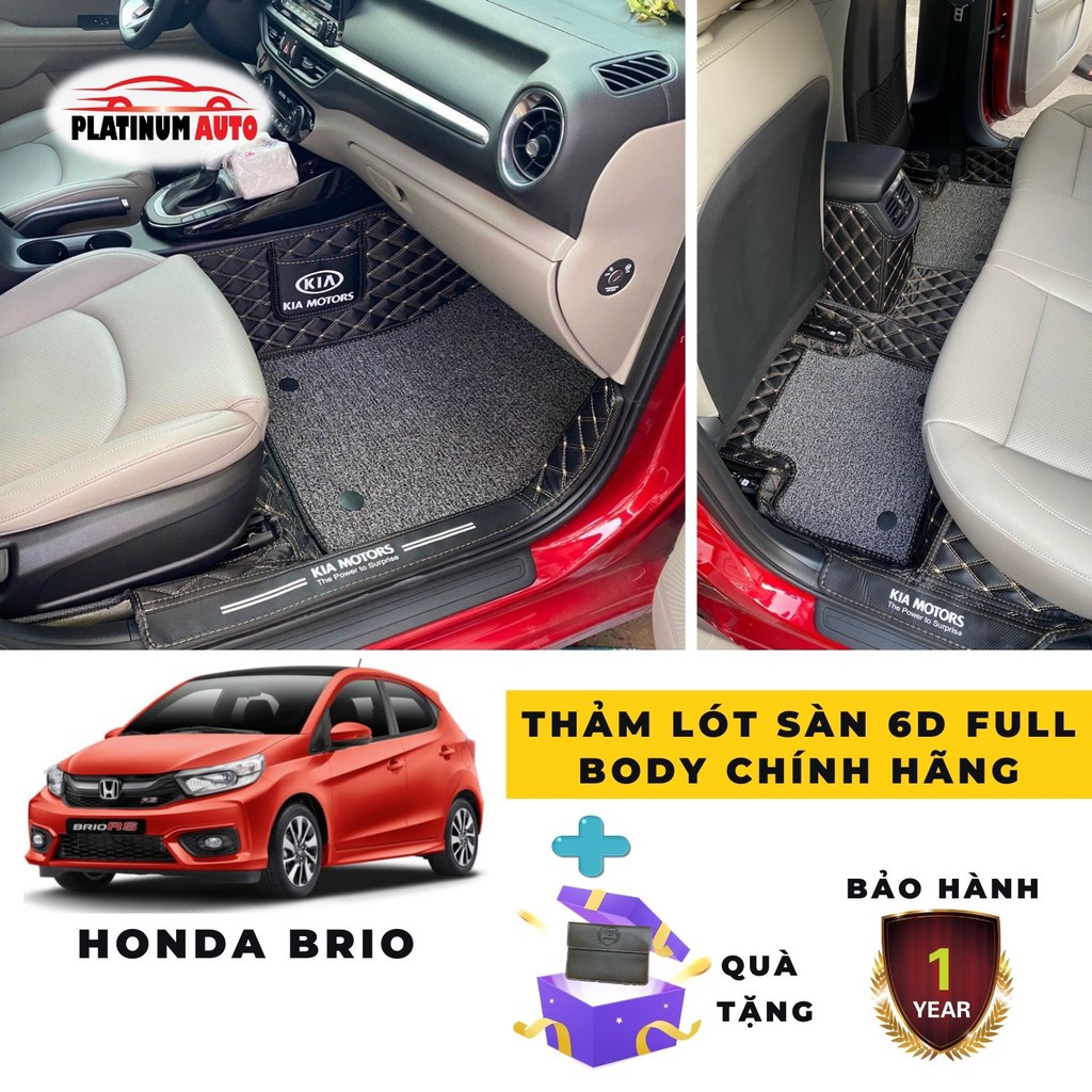 Thảm lót sàn ô tô 6D HONDA BRIO thành cao, tràn viền bậc cửa