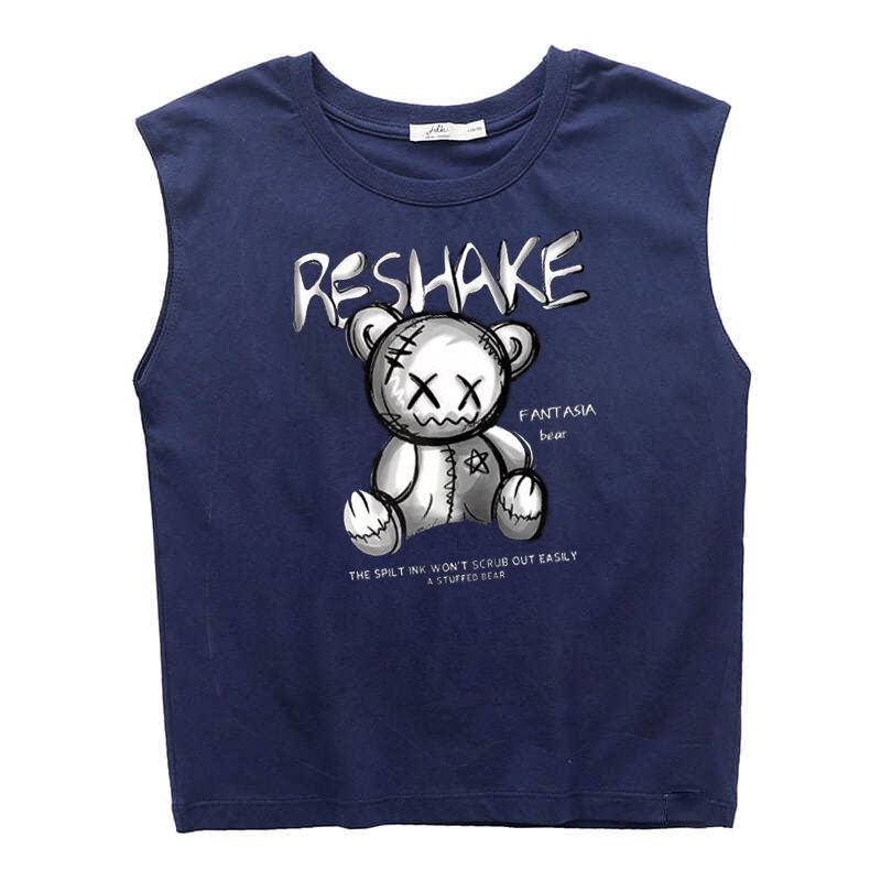 Áo Thun Sát Nách Vải Cotton Mỏng Kiểu Hàn Quốc Thời Trang Mùa Hè Cho Bé Trai