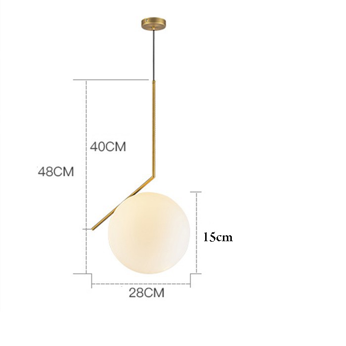 Combo 2 đèn thả bàn ăn, đèn trang trí cao cấp hiện đại hình cầu trang nhã mạ vàng đẹp mắt MOON SKY - đã bao gồm bóng LED