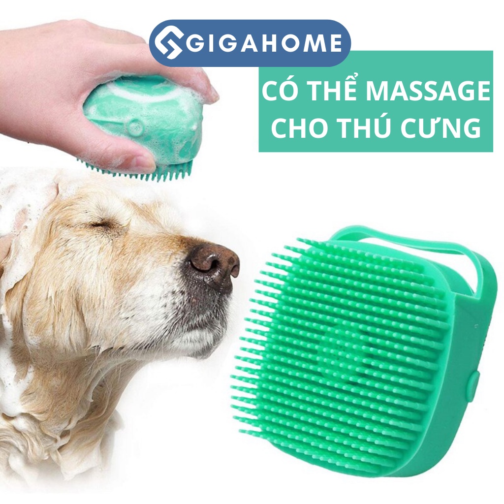 Bàn Chải/Bông Tắm Silicone Có Ngăn Đựng Xà Phòng Tạo Bọt Massage Thú Cưng, Gội Đầu 10649
