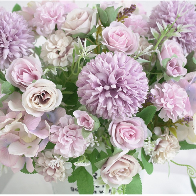 1 bó hoa nhân tạo Silk Rose Hoa hồng cây tú cầu hoa giả décor trang trí nhà hoa giả cao cấp Bó hoa cưới Trang trí nhà cửa quán cafe decor