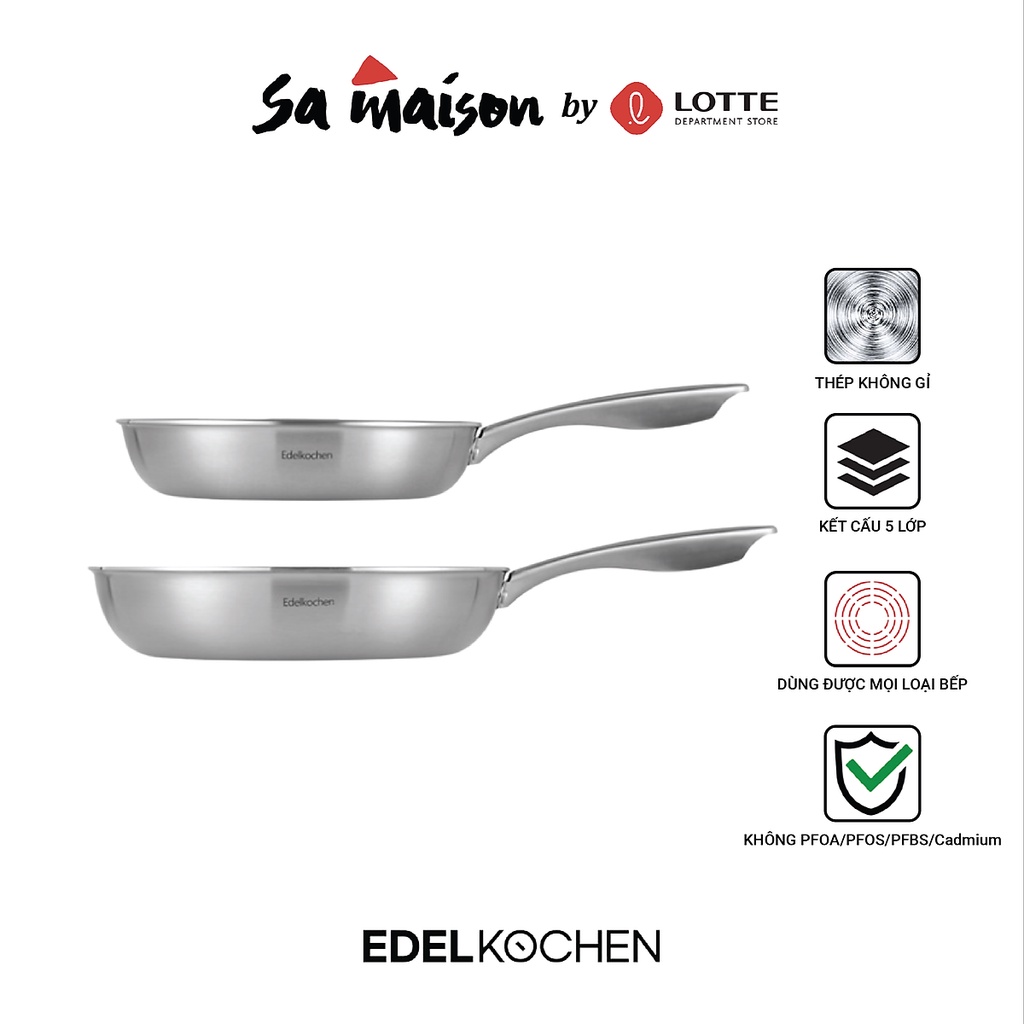 Chảo inox bếp từ Edelkochen 5 lớp - Size 24/28cm