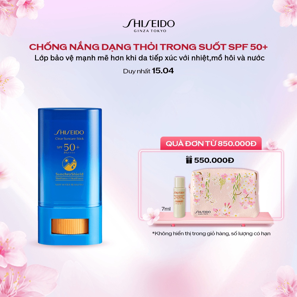 [Mã COSSD5 giảm 10% đơn 600K] Chống nắng dạng thỏi Shiseido GSC Clear Suncare Stick SPF50+ 20G