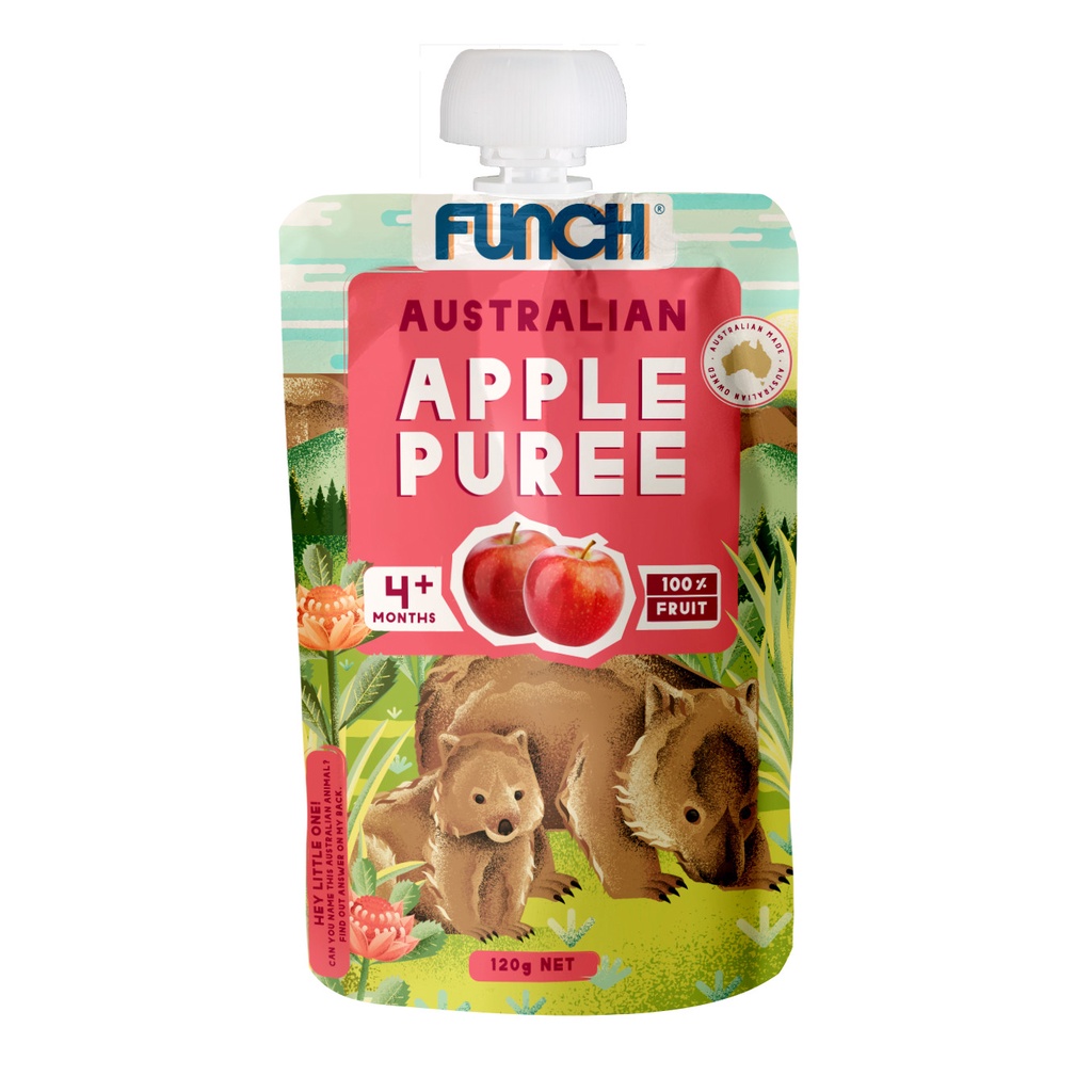 Hoa Quả Nghiền Cho Bé Ăn Dặm Từ 4 Tháng Tuổi FUNCH 100% Táo Xay Nhuyễn 120g