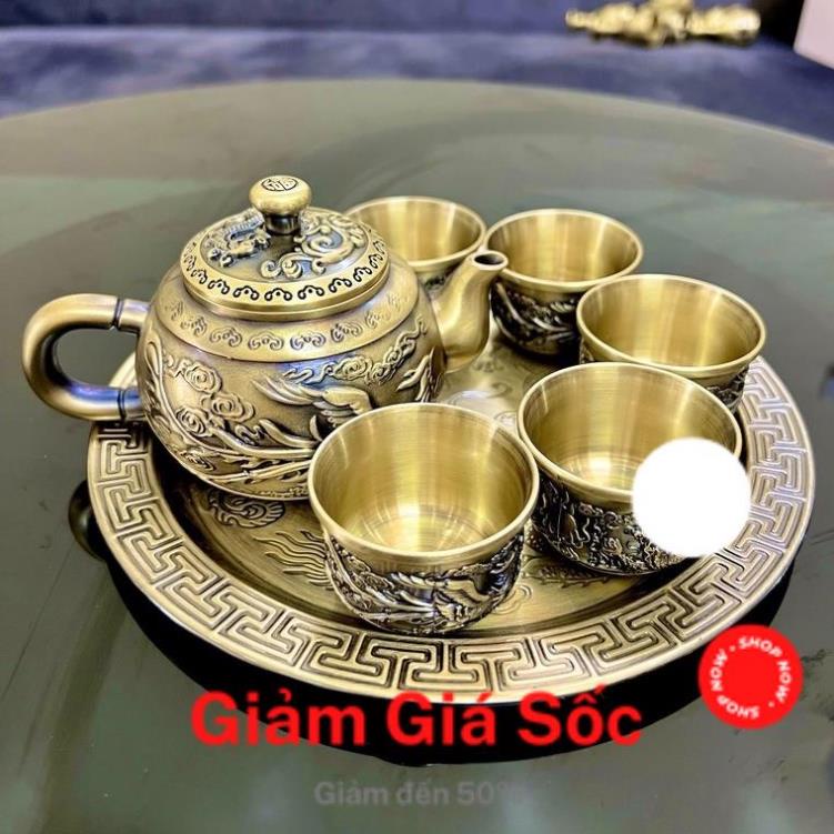 (Ảnh thật +Video ) Bộ ấm chén Đồng cao cấp Long Phụng sum vầy( Rồng Phượng), Đồng đúc nguyên khối LTL