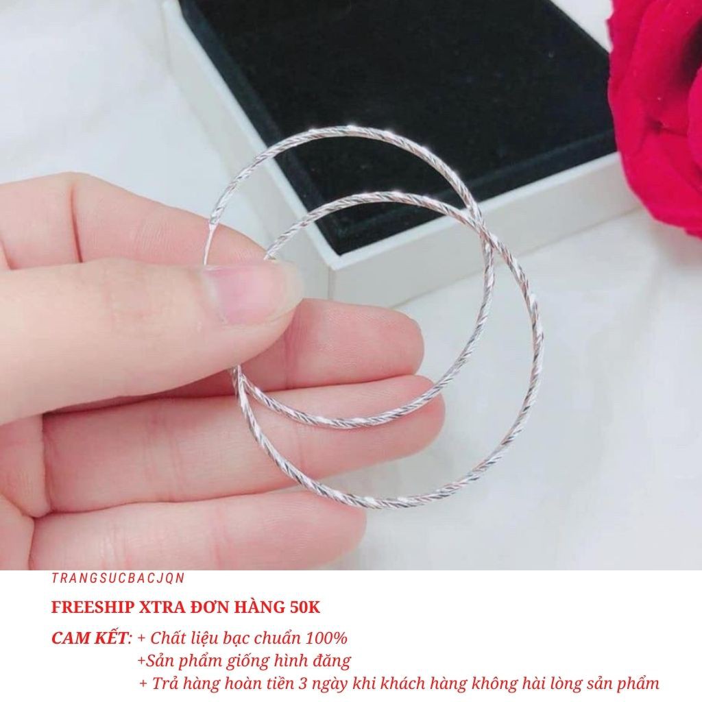 Bông tai nữ - vòng tàu chất liệu bạc ta sáng đẹp đường kính 5cm/ Trang sức bạc JQN