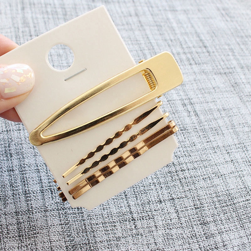 Bộ 3 kẹp tóc kim loại phối đinh tán đính ngọc trai giả phong cách thời trang cho phái nữ