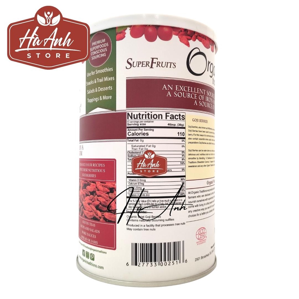Táo Đỏ Sam Sung Hàn Quốc 1000g BOEUN JUJUBE, Kỷ Tử Hữu Cơ Sấy Khô Organic Traditions 454gr