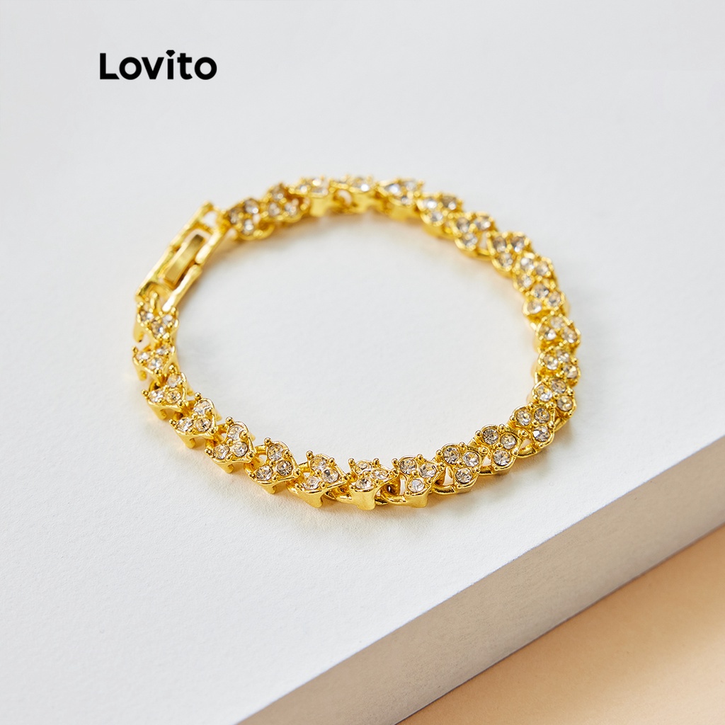 Vòng tay Lovito Masonry đính đá bằng kim loại trang trí L17M440 (Màu vàng) | BigBuy360 - bigbuy360.vn
