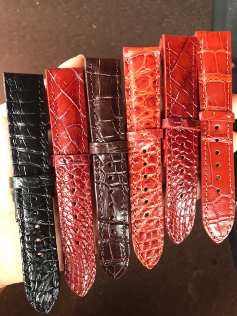 Dây đồng hồ da cá sấu size 20