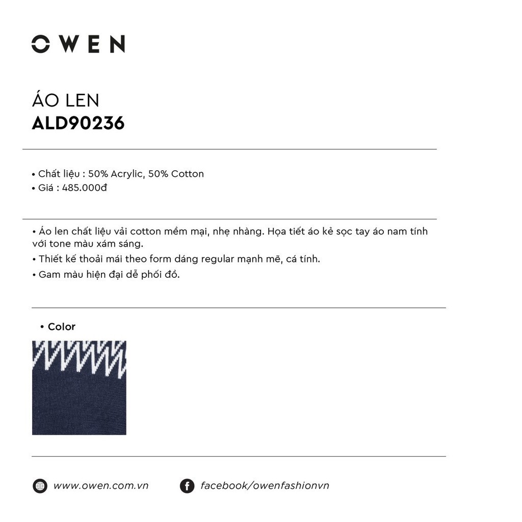 SALE TẾT Xả. (Chính Hãng) 10.10 . OWEN - Áo len nam Owen cổ tròn màu XANH ĐEN ALD 90236 Cực Đẹp .1 ! ☭