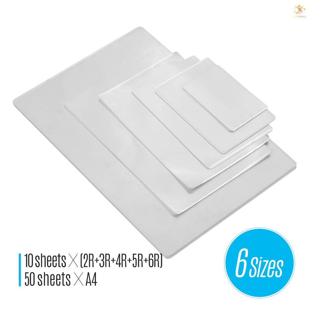 Set 100 tấm giấy nhựa ép plastic 80mic 2R 3R 4R 5R 6R khổ A4 chất lượng cao