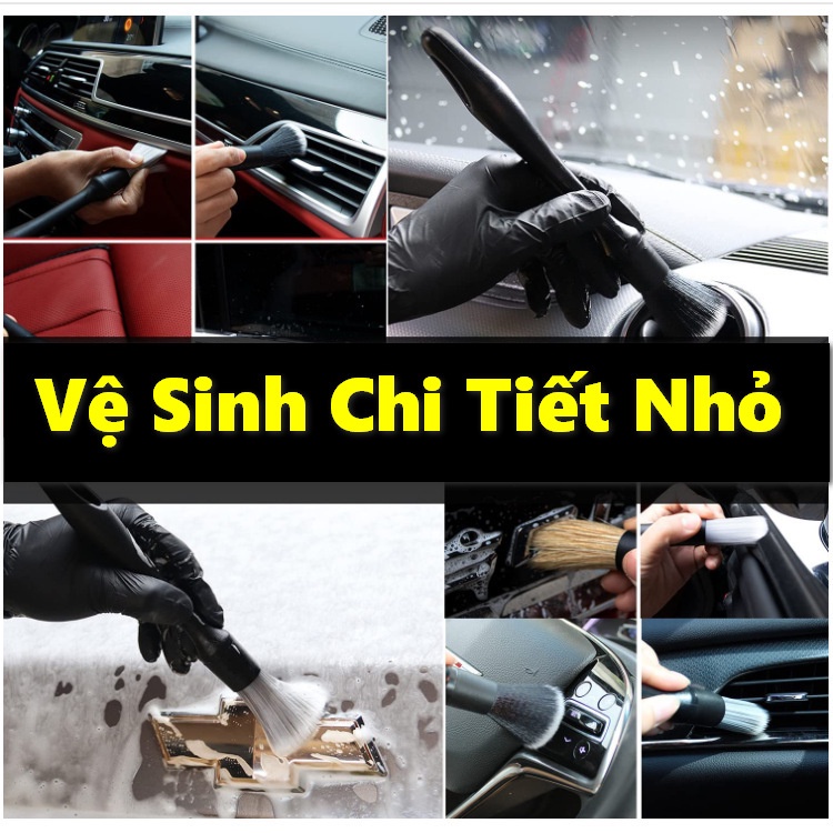 Bộ 3 Cọ Vệ Sinh Chi Tiết Nội Thất Ngoại Thất Xe Cao Cấp Microfiber ,Lông Heo