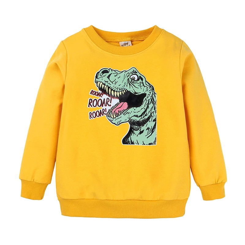 Áo hoodie tay dài in hình khủng long hoạt hình cho bé trai