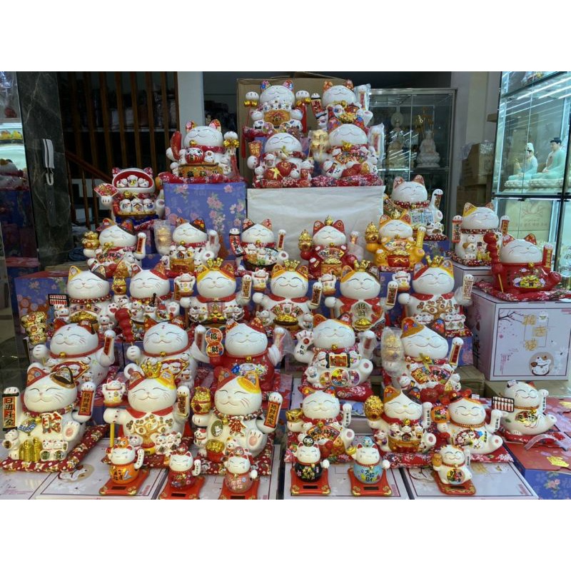 Mèo thần tài đẹp, mèo vẫy tay chiêu tài lộc. không kèm đèn led