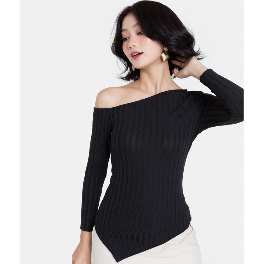 Áo thun nữ tay dài HNOSS form ôm thiết kế lêch vai HNATH020