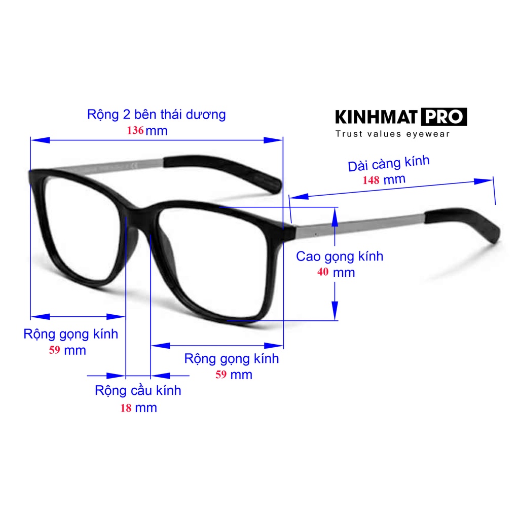 Gọng kính cận nam nữ hợp kim cao cấp Bolon 50058 Kính mắt Pro