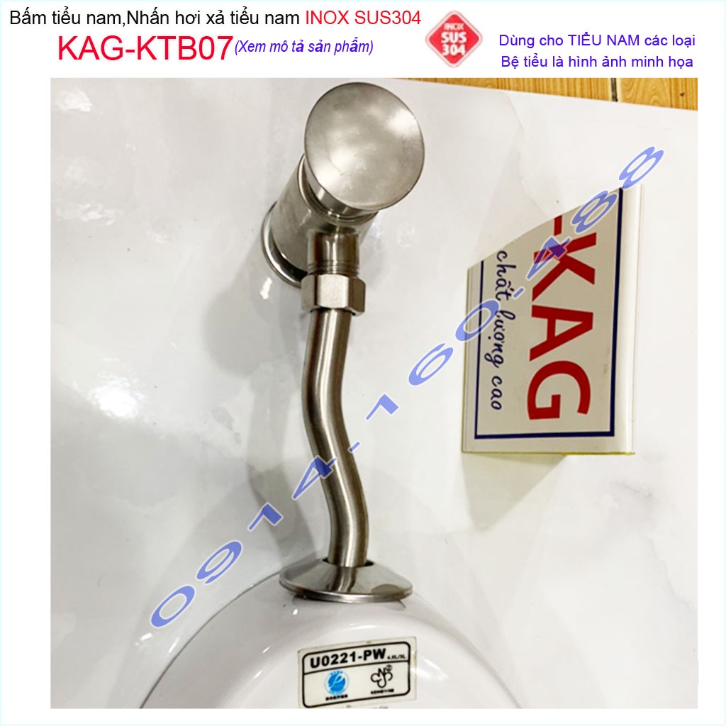 Bộ xả ấn tay KAG-KTB07 inox 304, xả nhấn hơi bệ tiểu nam xả nước mạnh dễ sử dụng thân to thiết kế đẹp