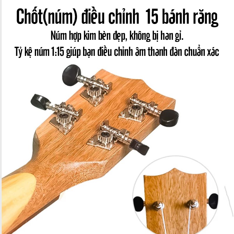 Đàn Ukulele Soprano Gỗ Size 62cm Super Soprano 4 Dây Tặng Kèm Bao Đựng Đàn Và Phụ Kiện