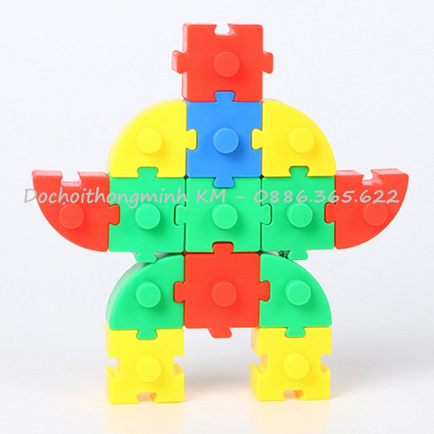 T16 - Túi Lego hình khối vuông, tam giác, đường vát cong xếp hình thú vị