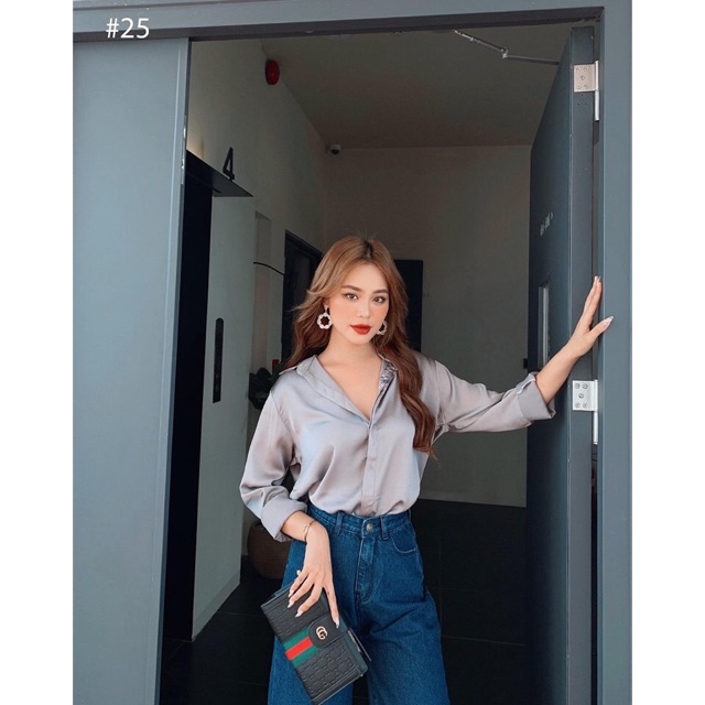 [SHIP 2H] Áo sơ mi nữ công sở dài tay phi lụa cao cấp, màu sắc hiện đại: đen, trắng, xám ghi | BigBuy360 - bigbuy360.vn