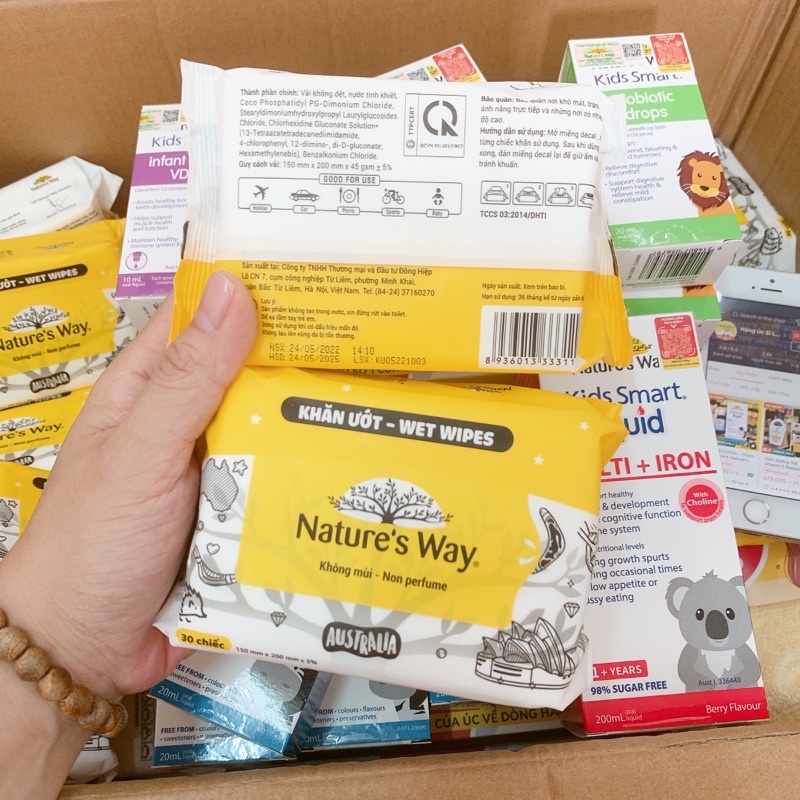 Khăn Giấy Ướt Nature's Way Cao Cấp Không Mùi, An Toàn Cho Da Của Bé