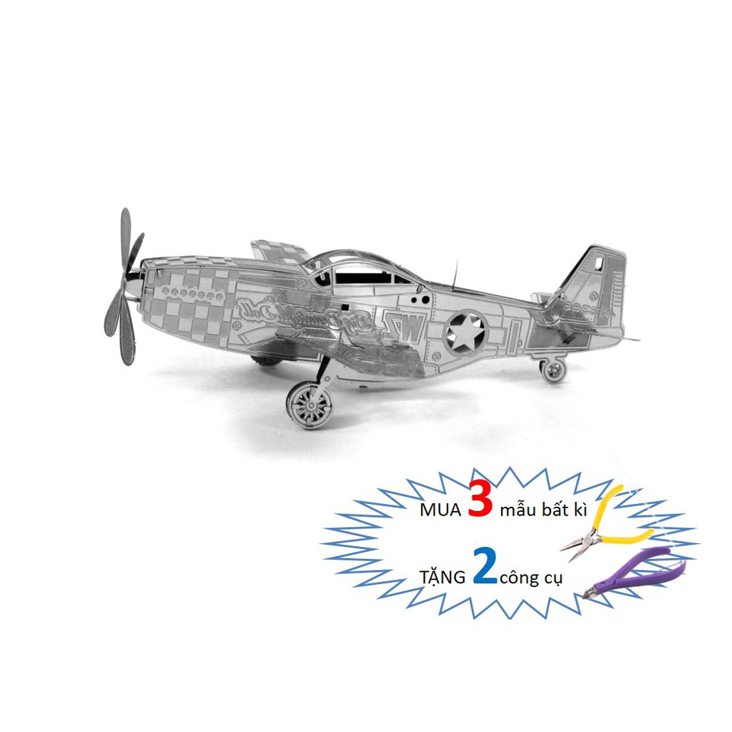 Mô Hình Lắp Ghép kim Loại 3D Máy Bay Tiêm Kích P51 - Mustang