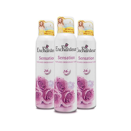 Xịt khử mùi nước hoa Enchanteur Sensation gợi cảm tinh tế ngăn mồ hôi & mùi cơ thể 150ml