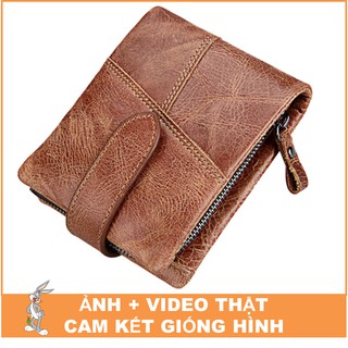 Bóp Ví Nam Da Bò Thật (Lớp Đầu Tiên) RFID 3586 Khóa Cài Đẹp Độc Lạ HOT 2019