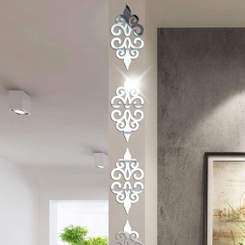Bộ 10 Miếng Dán Tường Tráng Gương Họa Tiết Hoa 3D Trang Trí Nhà Cửa DIY