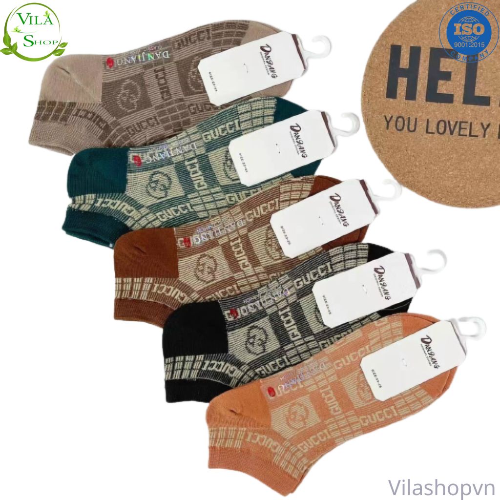 (Set 5 Đôi) Tất Nữ Gucci Cổ Ngắn, Tất Nữ Hàn Quốc Cổ Ngắn Cute Dễ Thương, Chất Liệu Cotton Thông Thoáng