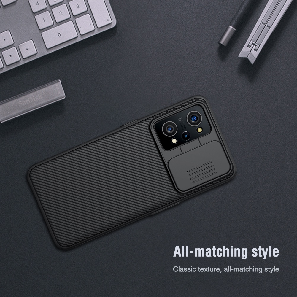 Ốp điện thoại Nillkin bằng PC màu đen có nắp trượt bảo vệ ống kính máy ảnh cho Realme GT Neo 2 / Realme GT2