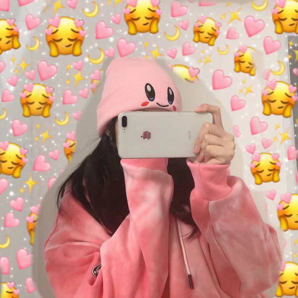 Mũ Len Dệt Kim In Họa Tiết Hoạt Hình Màu Hồng Phong Cách Nhật Bản Thời Trang Thu Đông Dành Cho Nữ