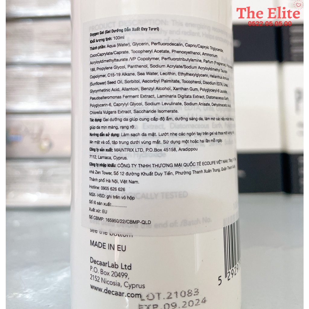 Gel phục hồi da Décaar Oxygen Gel 100ml