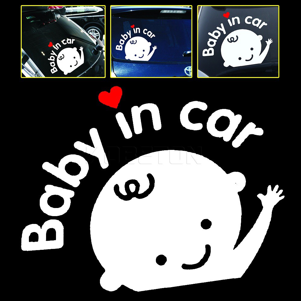 Tem trang trí decal Baby In Car-logo trang trí cảnh báo dễ thương cho xe ô tô