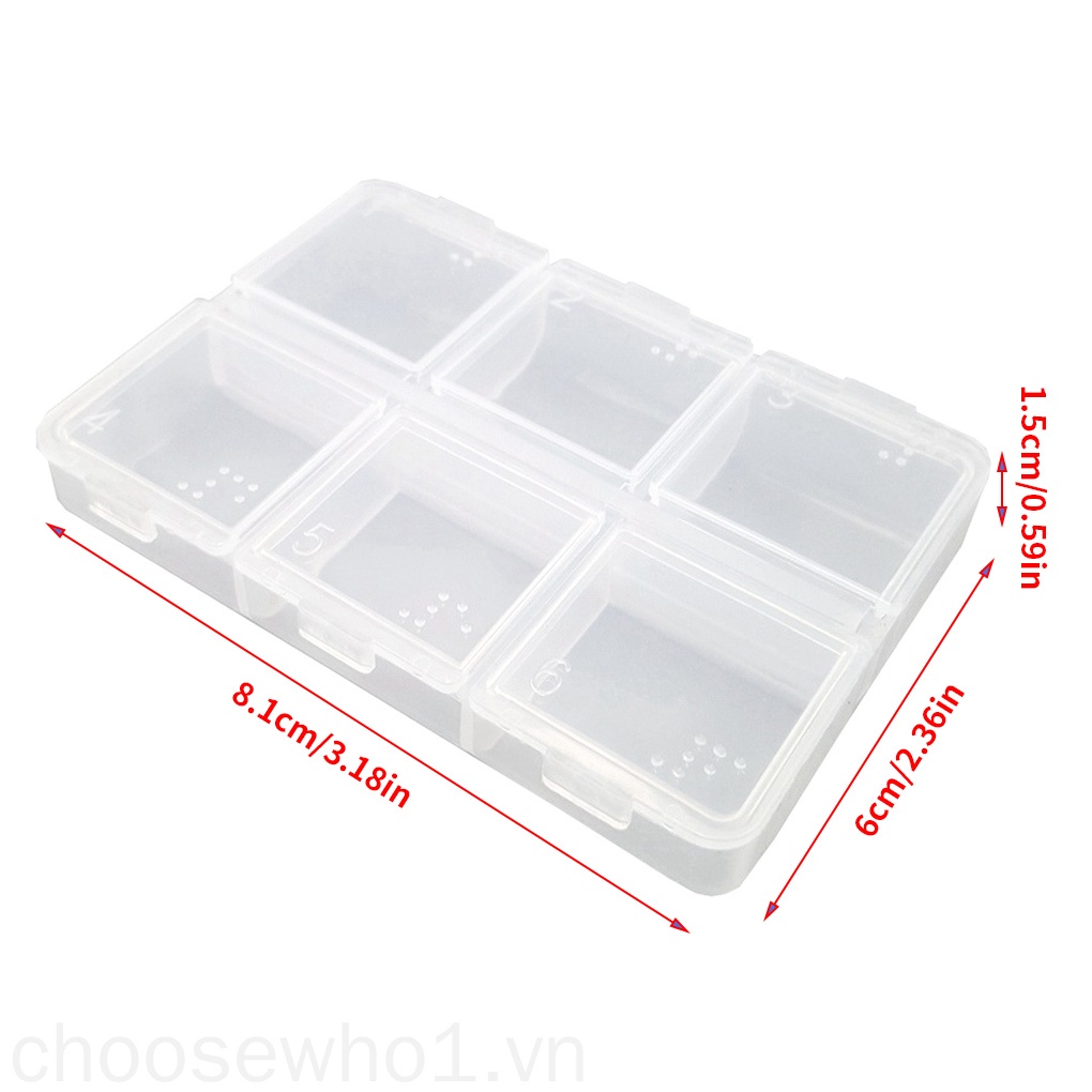 Hộp nhựa 6 ngăn đựng thuốc/ trang sức mang đi du lịch tiện lợi