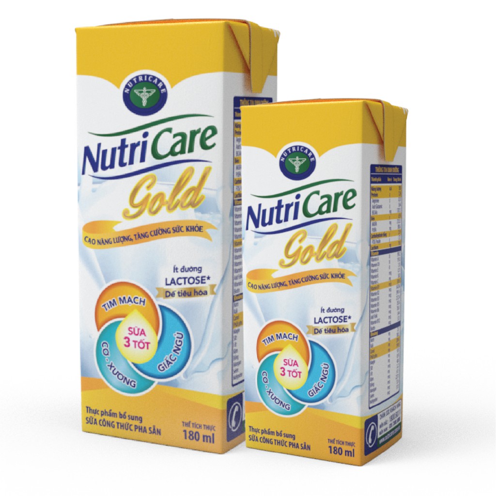 Lốc 8 hộp sữa pha sẵn Nutricare GOLD - bồi bổ phục hồi sức khoẻ người lớn tuổi (180ml x 8 hộp)