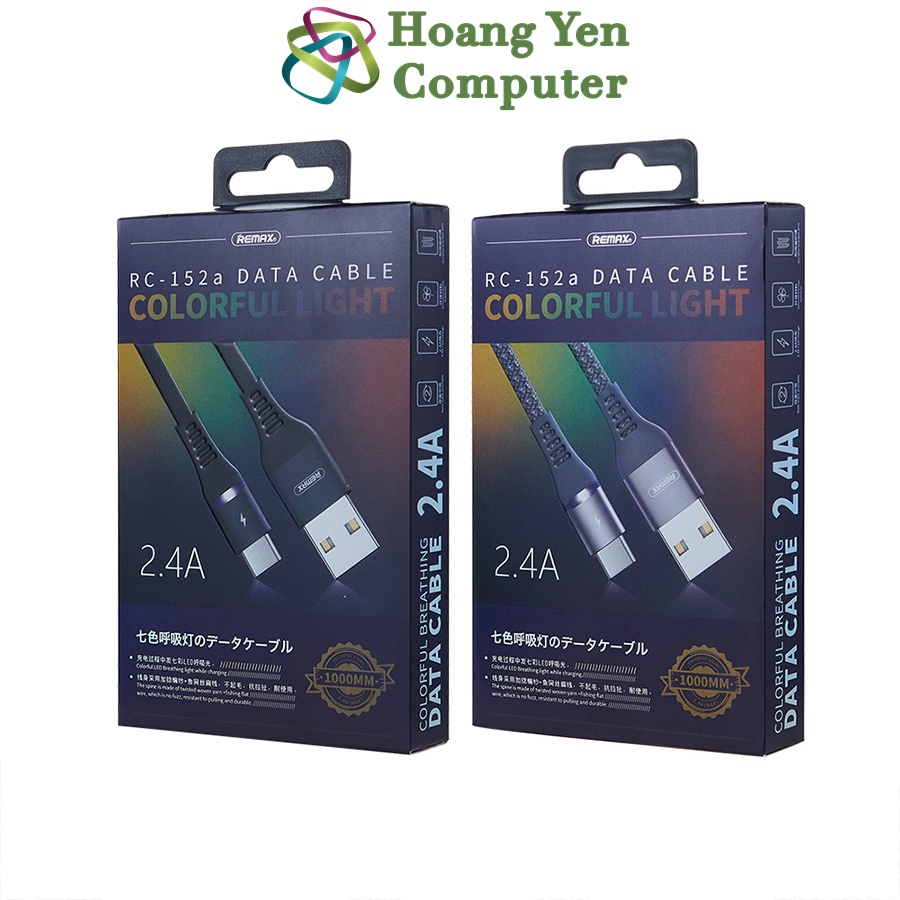 [RC-152a] Cáp Sạc Nhanh TYPE C Remax RC-152a cho ANDROID Dài 1M (Dây Dù, Có Đèn Led ) - MÀU SẮC NGẪU NHIÊN