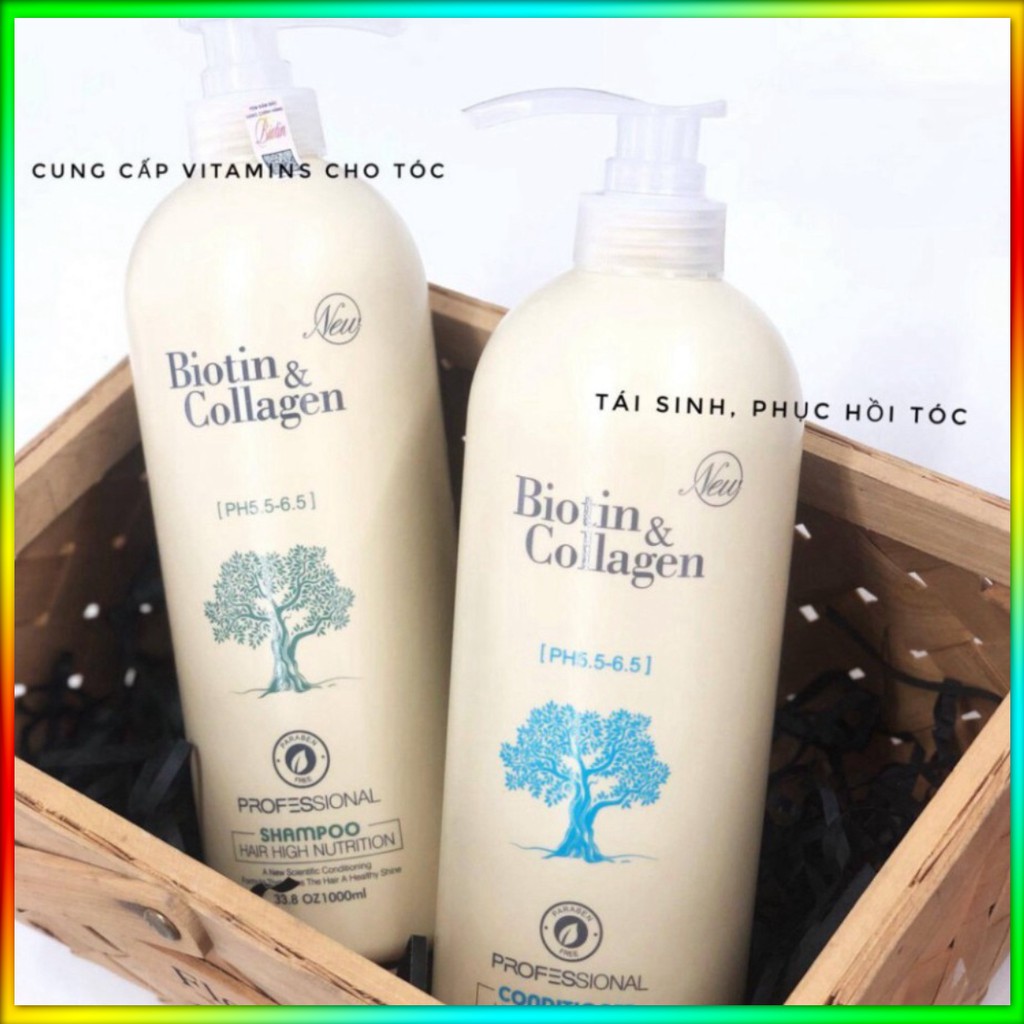 Biotin Collagen -  Cặp Dầu Gội + Xả Chống Rụng Kích Thích Mọc Tóc Siêu Mềm Mượt Biotin & Collagen 1000ml | BigBuy360 - bigbuy360.vn