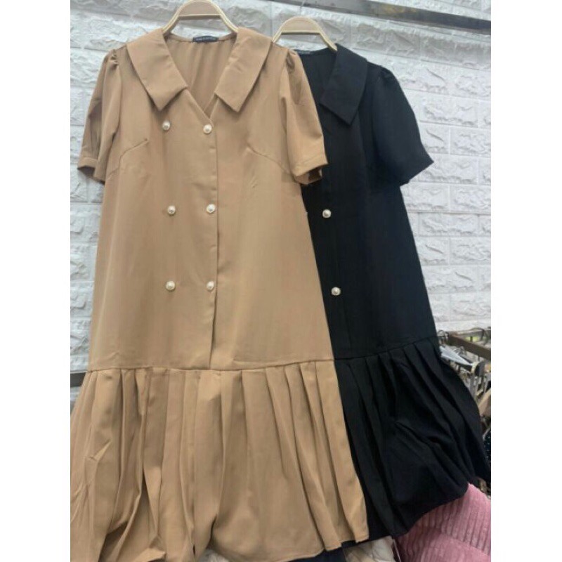 Đầm bầu suông thiết kế Aidenshop Váy bầu công sở chất thái trượt min cộc tay mùa hè 2022