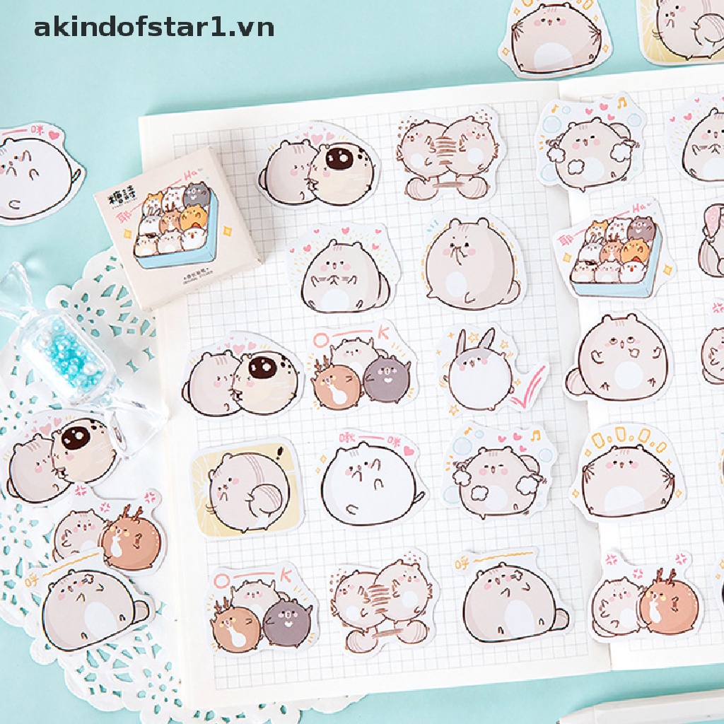 Set 45 Sticker Hình Chuột Hamster Dễ Thương Dùng Trang Trí Sổ Tay Diy