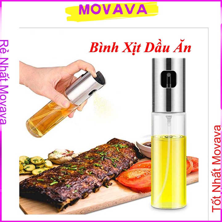 Bình Xịt Dầu Ăn Thủy Tinh Dạng Phun Sương Dùng Cho Nồi Chiên Và Nướng Size 100ml Hàng Đẹp Shop Movava - BXDA1