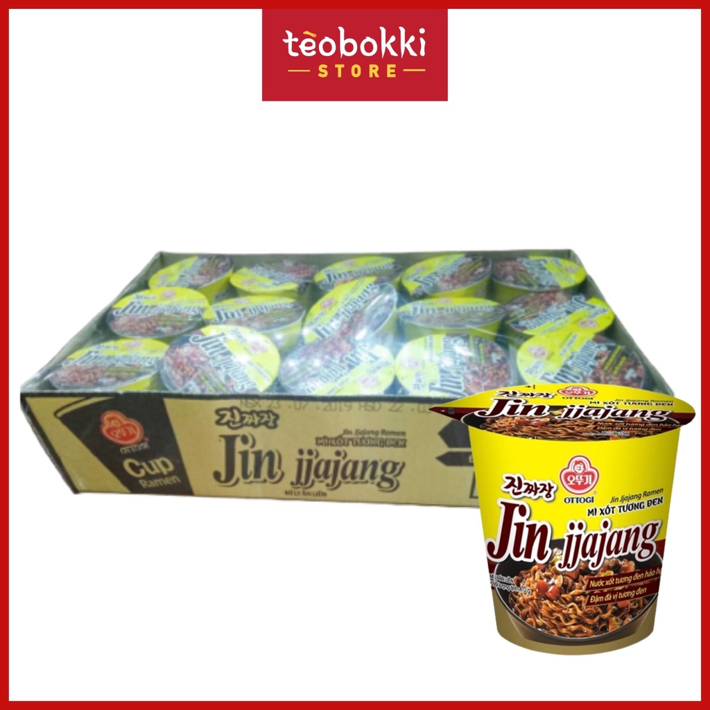 Thùng 15 ly mì Mì Jin jjajang xốt tương đen Ottogi 70g