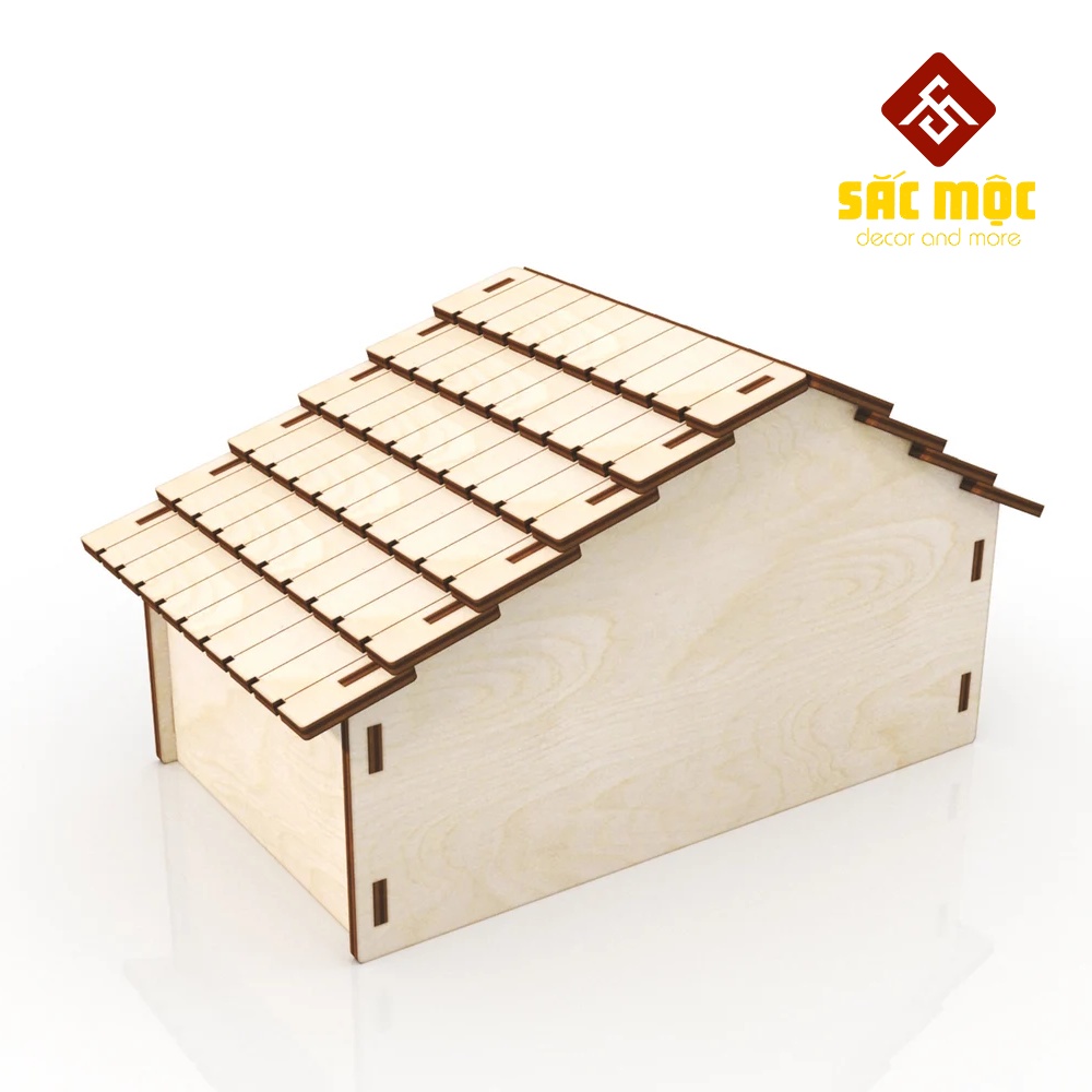 Mô Hình Nhà Mái Ngói #2 Gỗ Lắp Ráp Cho Chuột Hamster Size 17*11*10.5 cm