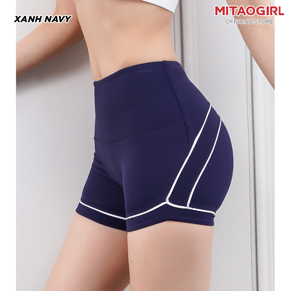 Quần tập gym yoga nữ MITAOGIRL dáng đùi short cạp cao thể thao nâng mông chất thun poly mềm mịn