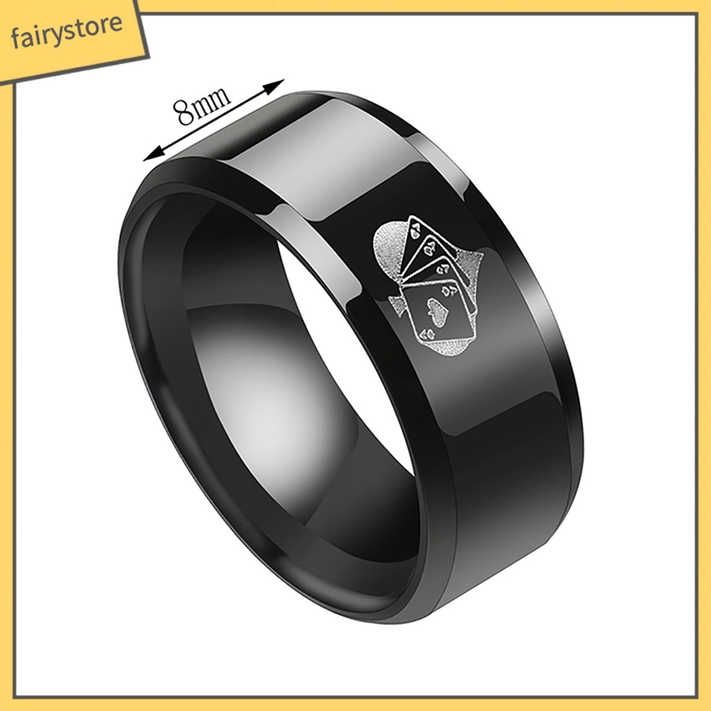 Nhẫn khắc hình poker thời trang