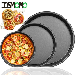 Chảo JOSMOMO nướng bánh pizza bằng thép cacbon màu đen chống dính kích thước 6/8/10/12/14 inch tùy chọn