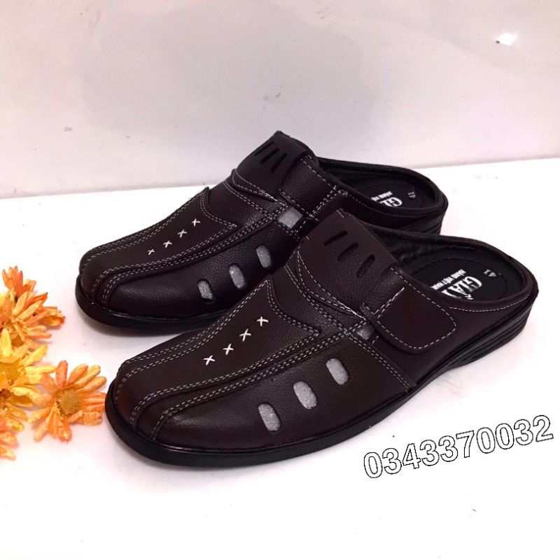 Dép bít mũi nam phom đẹp, da mềm, mã SP04, màu nâu, size từ 38-43, đế khâu sẳn rất chắc chắn