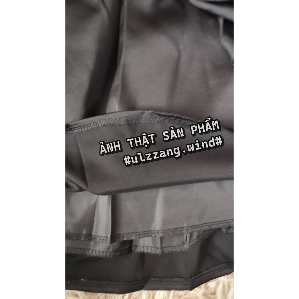 Đầm phi lụa dài tay vạt lệch phong cách Korean style - u.w