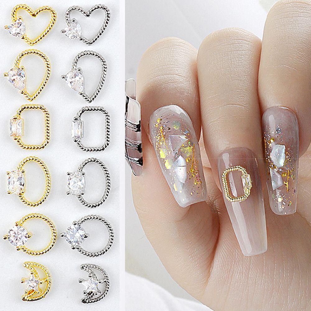 Khung Móng Tay Đính Đá Zircon Sang Trọng|Phụ Kiện Trang Trí Móng Tay Hình Trái Tim Xinh Xắn